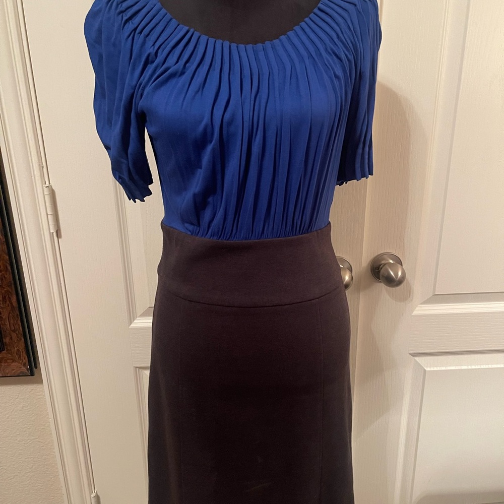 BCBGMaxAzria Blue and Gray Pencil Dress